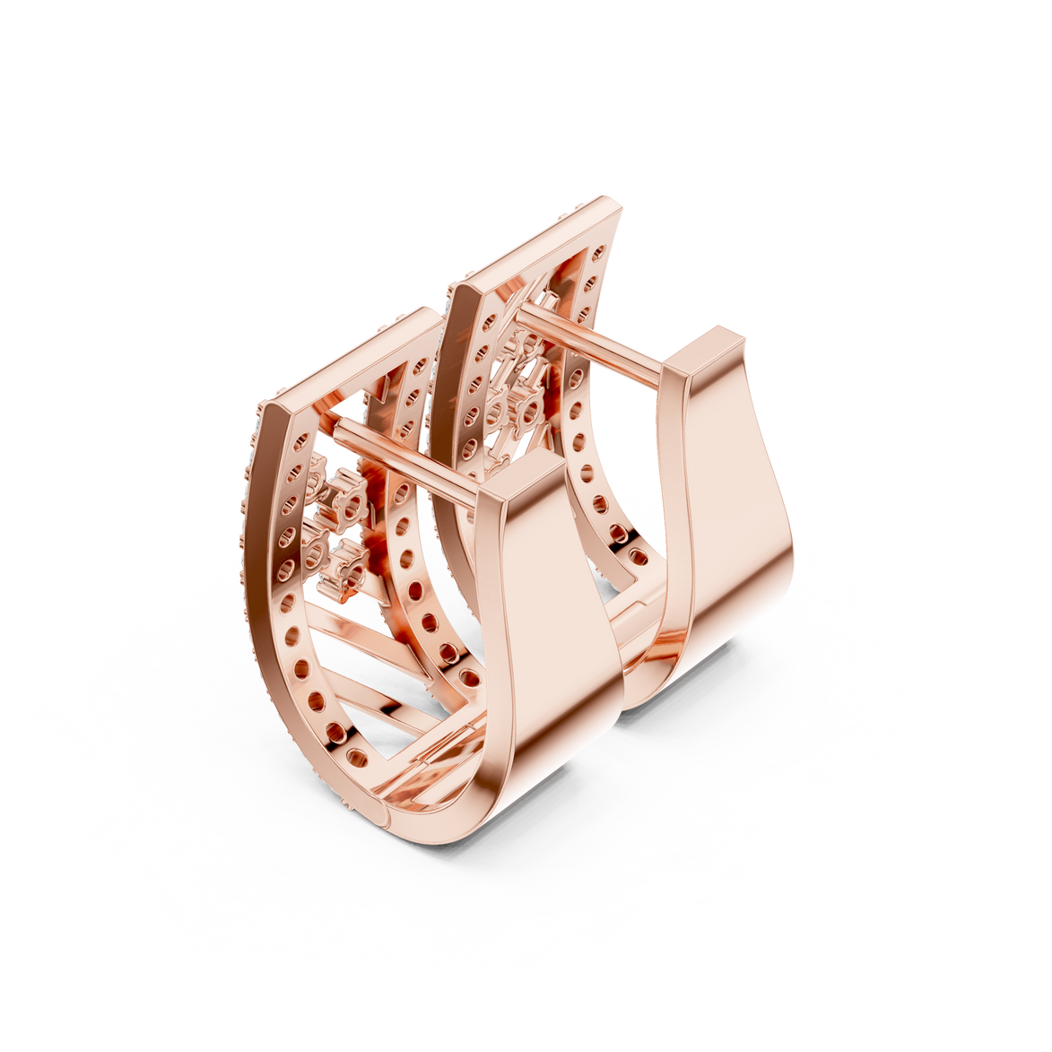 Modern geometric diamond hoop earrings