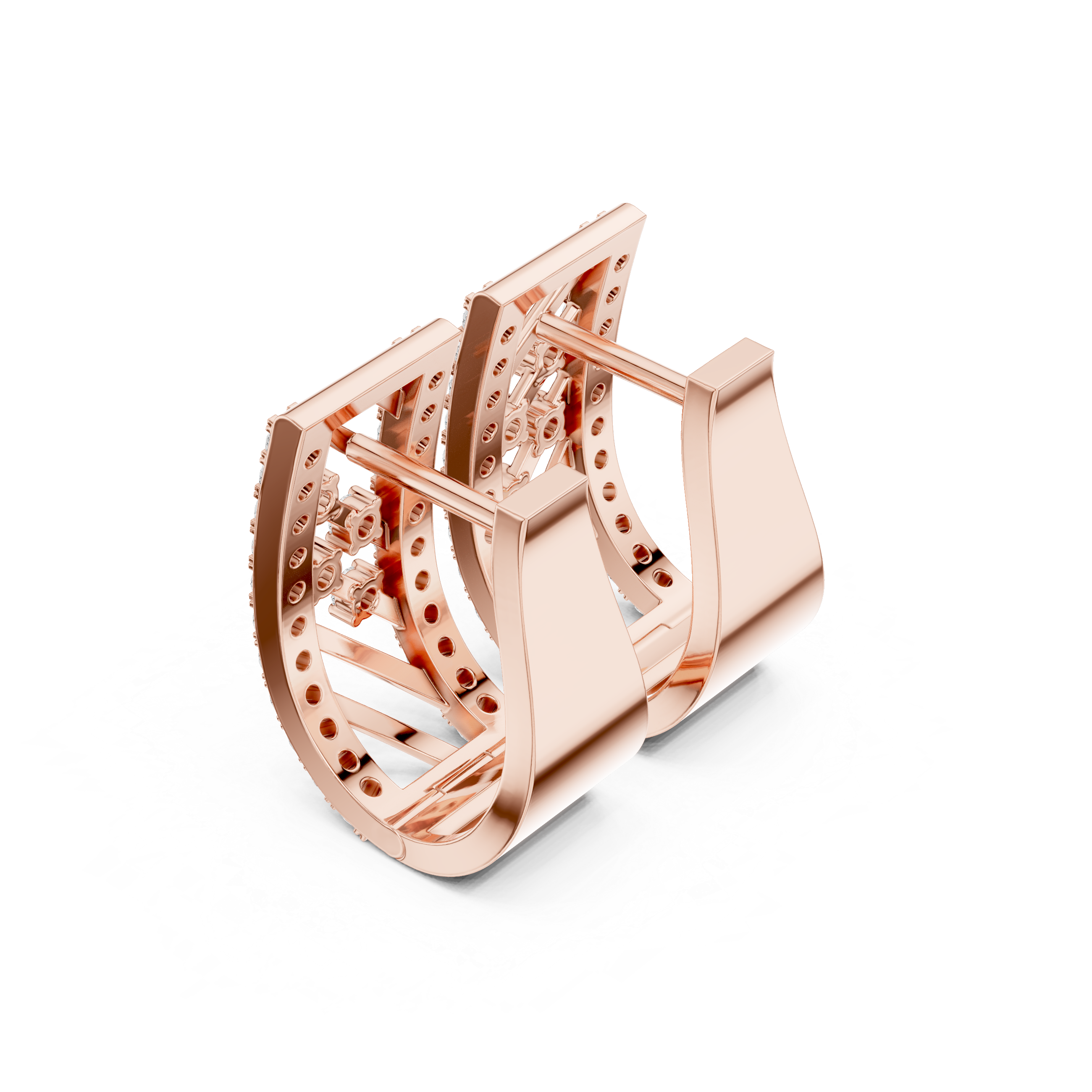 Modern geometric diamond hoop earrings