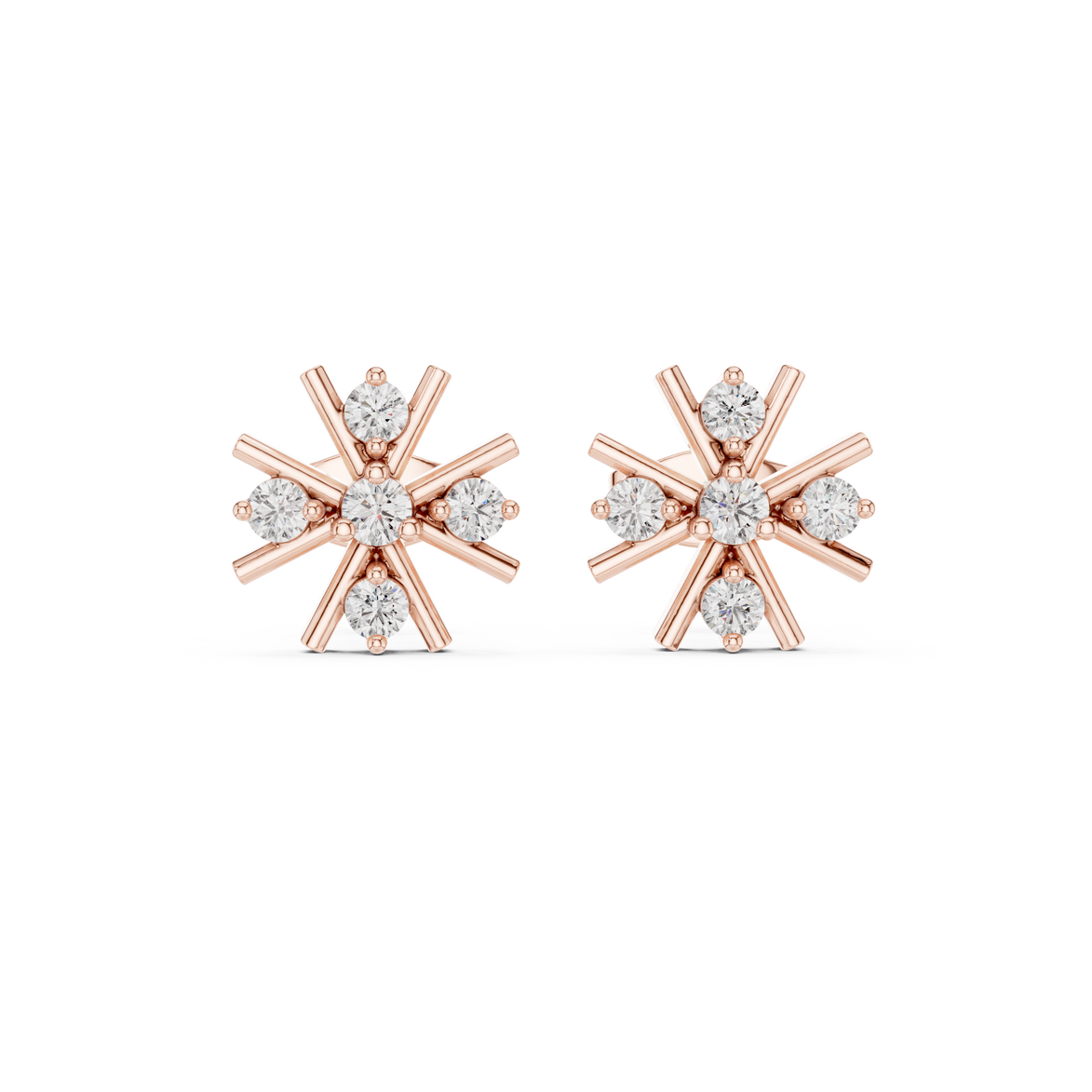 Diamond floral starburst stud earrings in gold by Signora Jewels