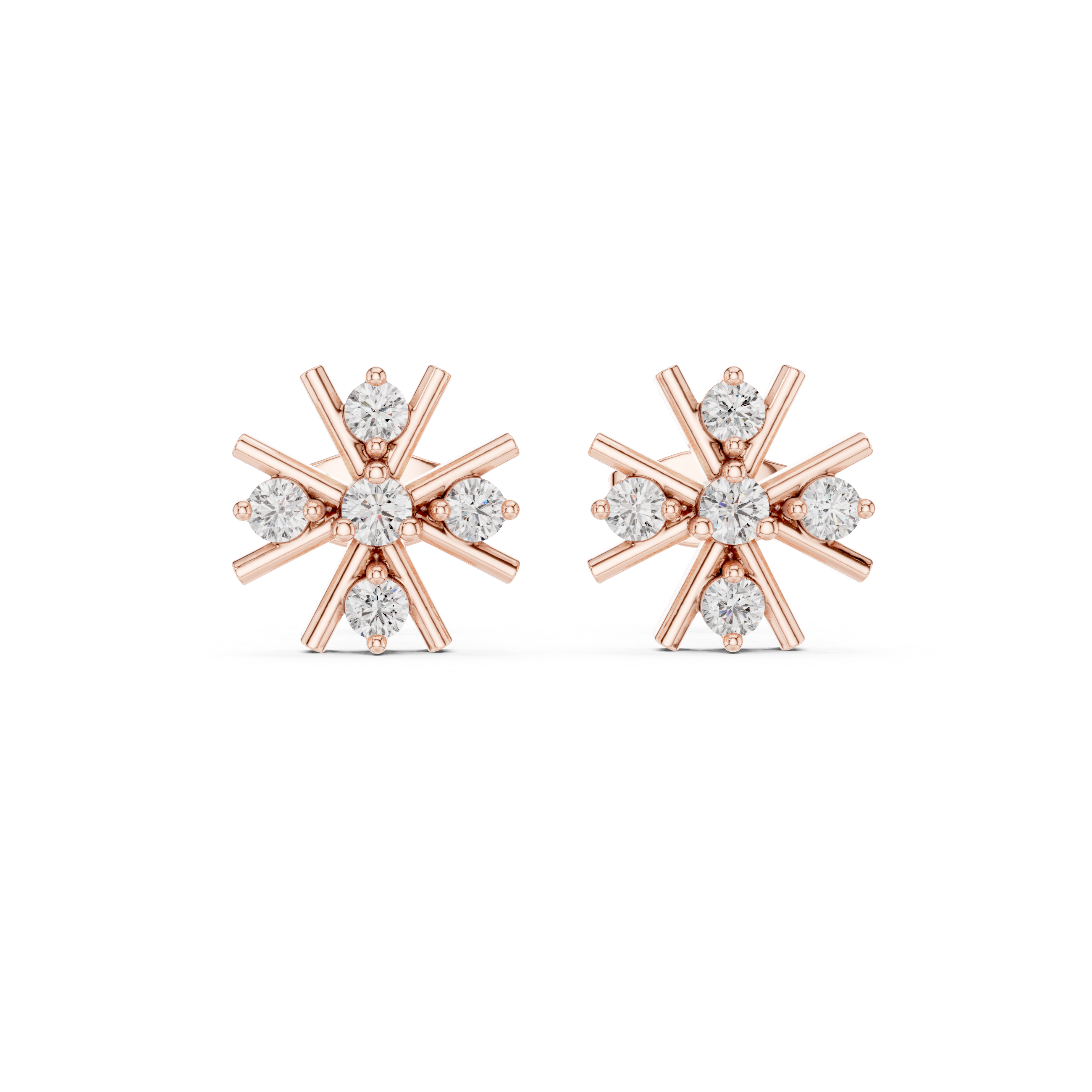 Diamond floral starburst stud earrings in gold by Signora Jewels