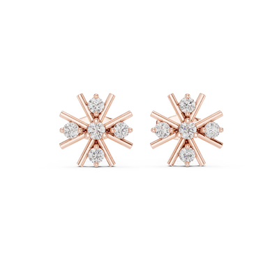 Diamond floral starburst stud earrings in gold by Signora Jewels