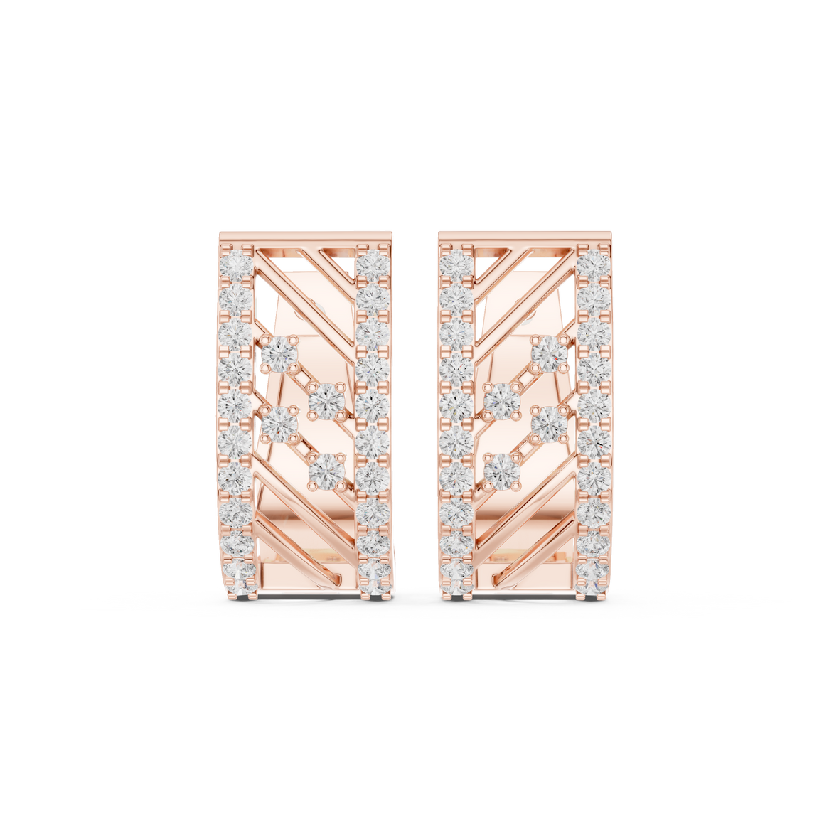 Modern geometric diamond hoop earrings