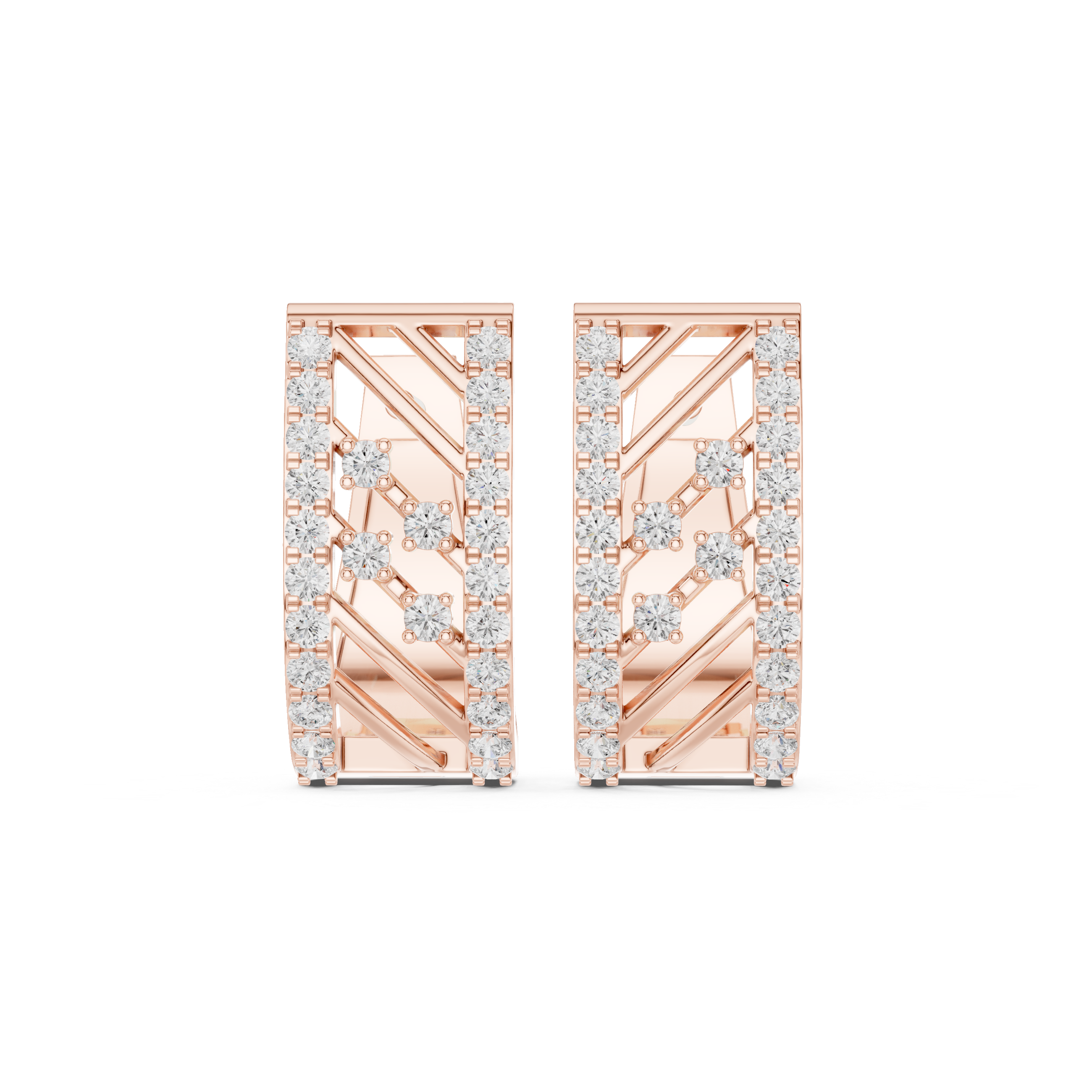 Modern geometric diamond hoop earrings