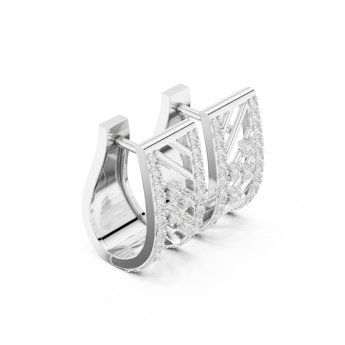 Modern geometric diamond hoop earrings