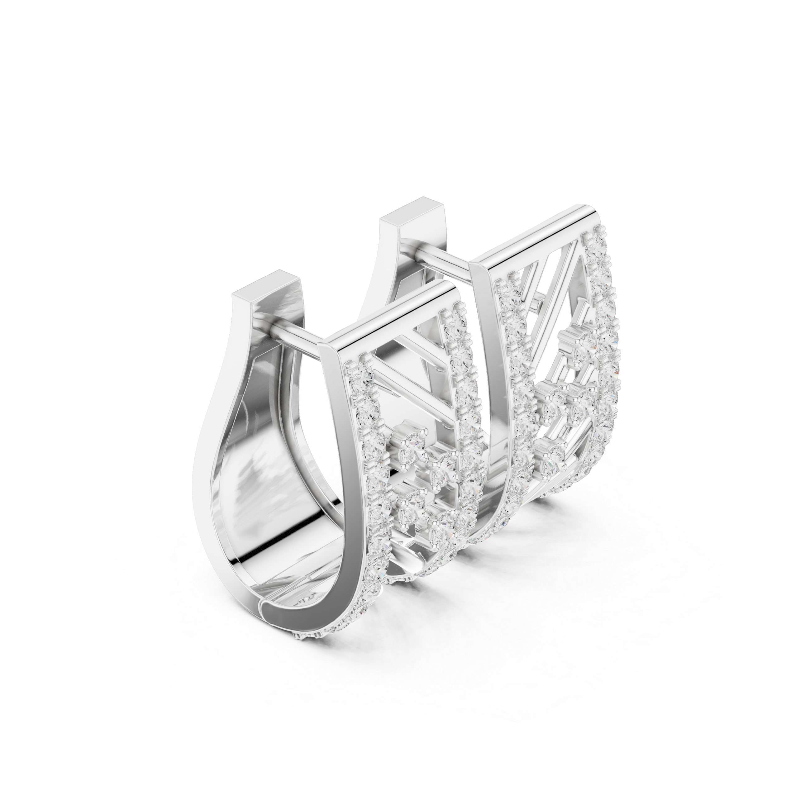 Modern geometric diamond hoop earrings