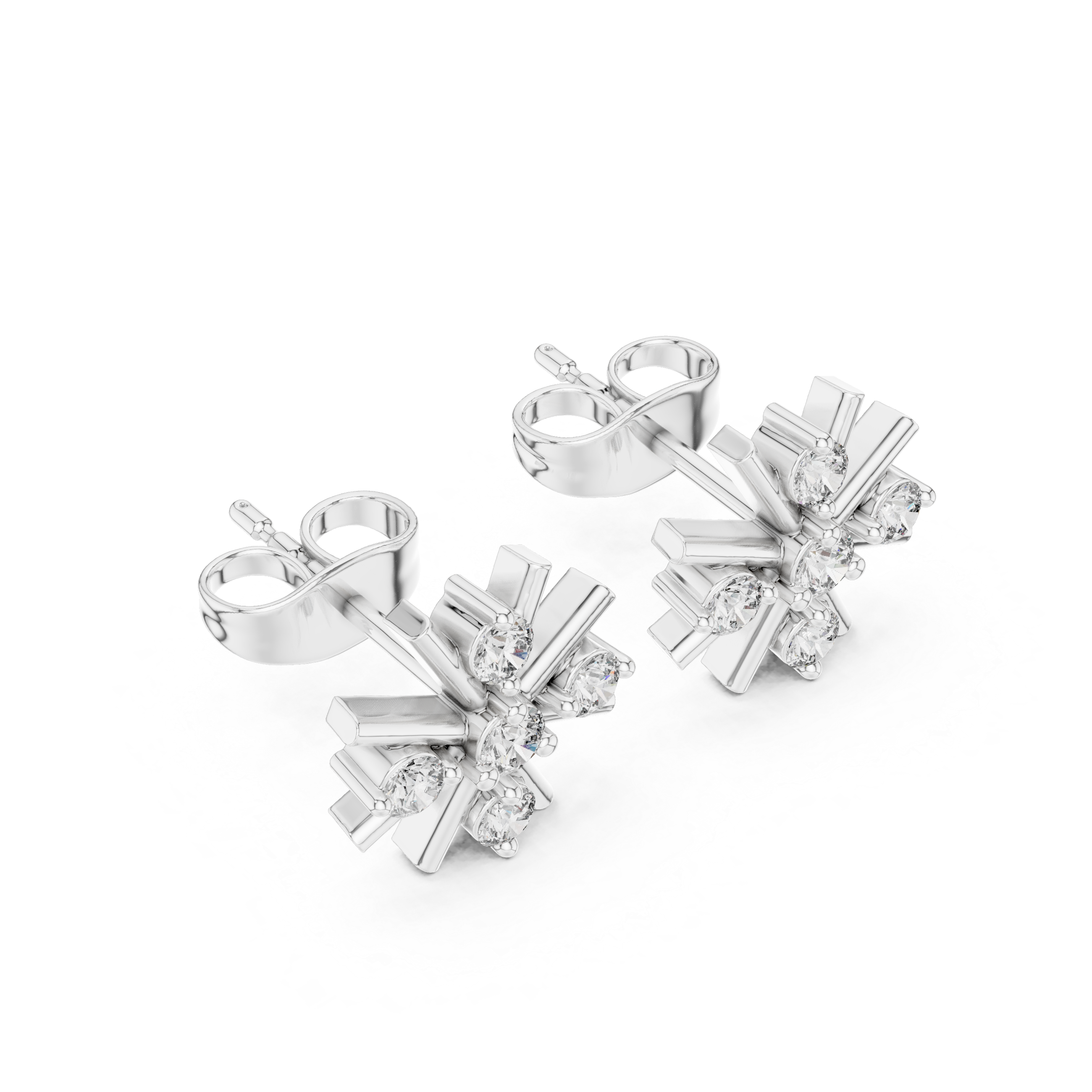 Diamond floral starburst stud earrings in gold by Signora Jewels