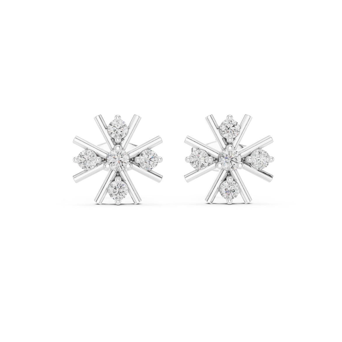Diamond floral starburst stud earrings in gold by Signora Jewels