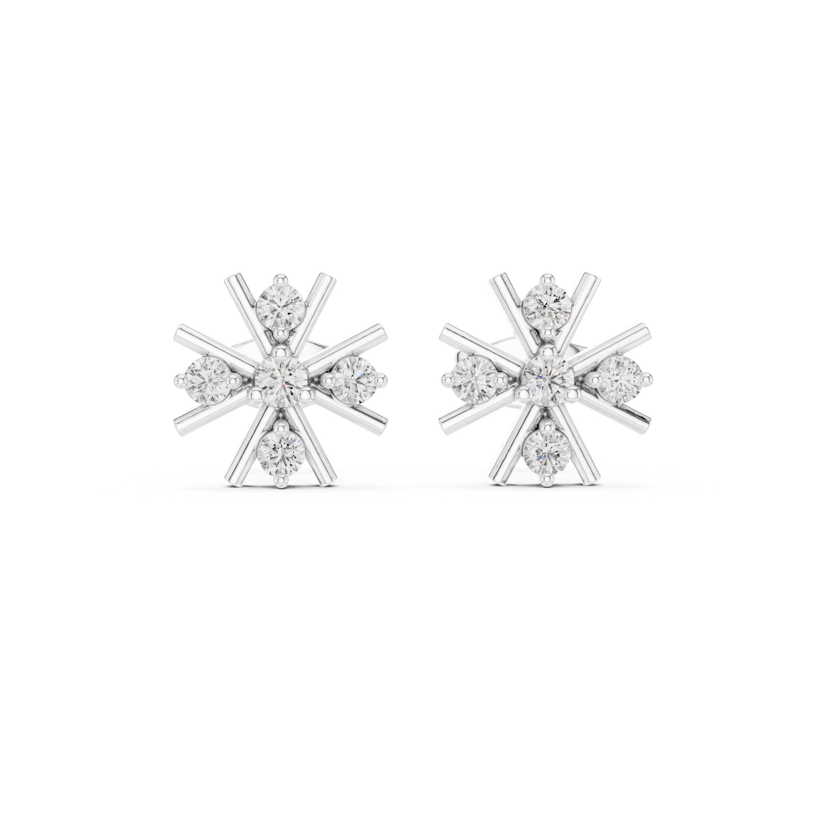 Diamond floral starburst stud earrings in gold by Signora Jewels