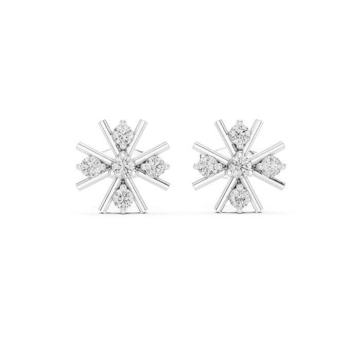 Diamond floral starburst stud earrings in gold by Signora Jewels