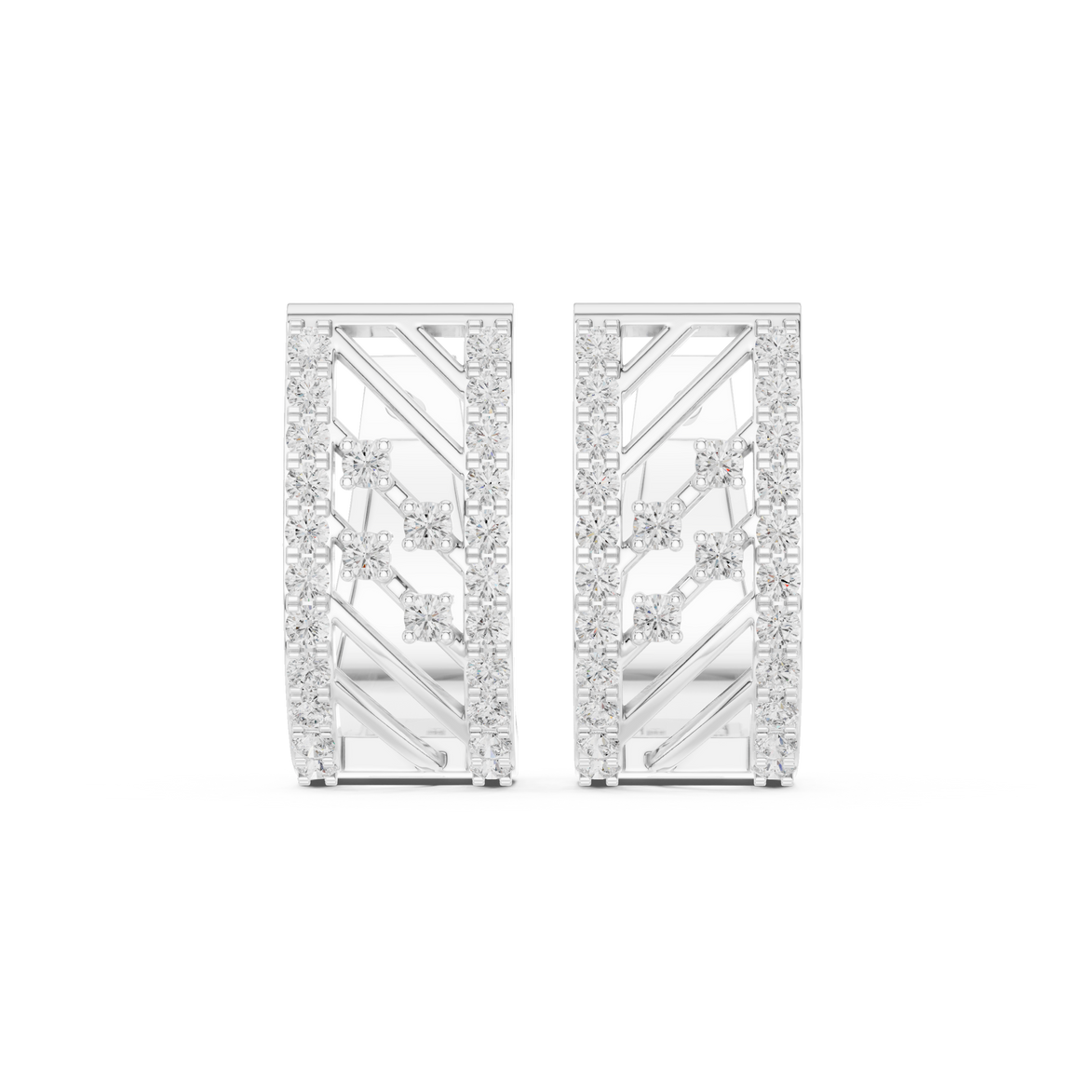 Modern geometric diamond hoop earrings