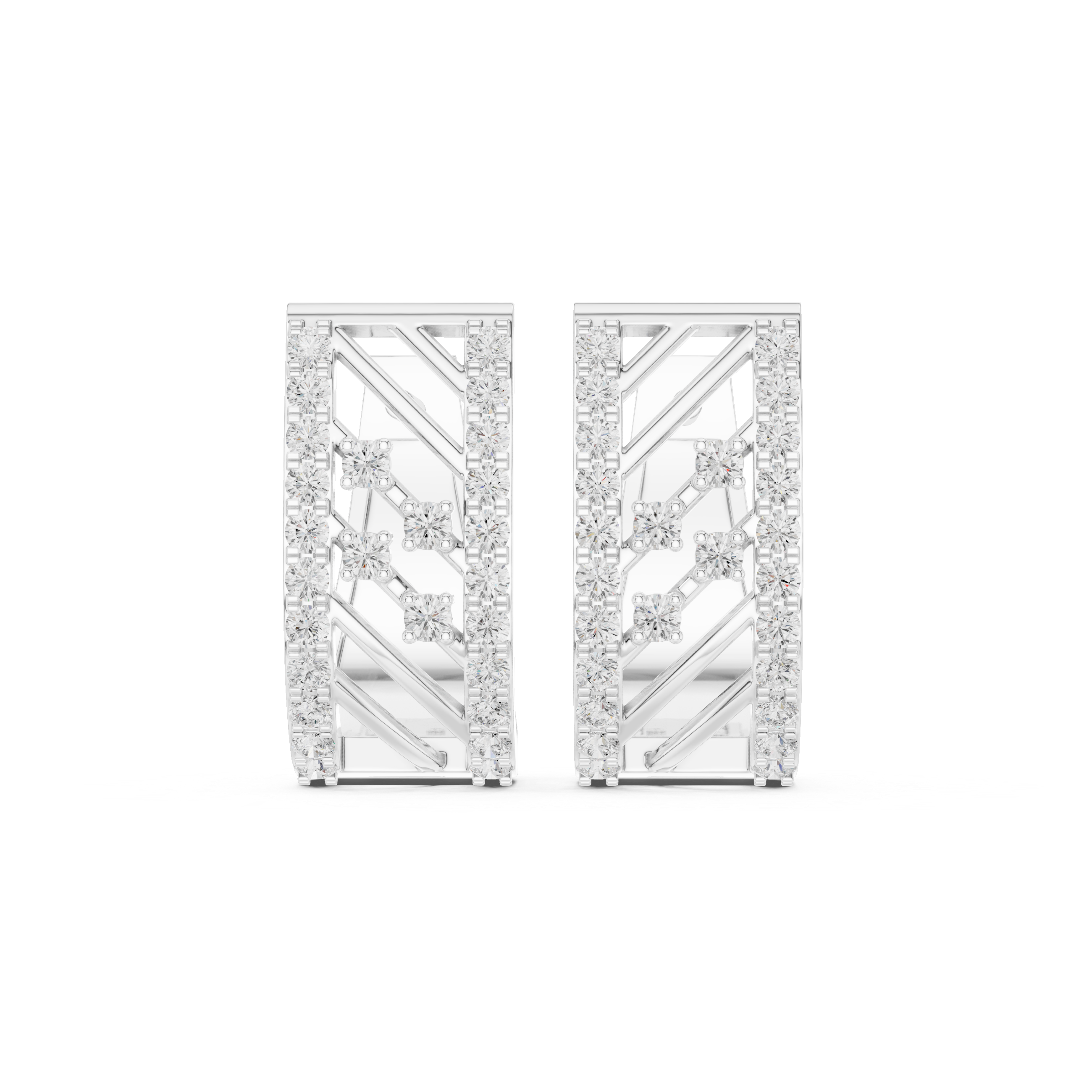 Modern geometric diamond hoop earrings