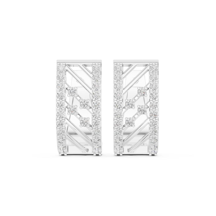 Modern geometric diamond hoop earrings