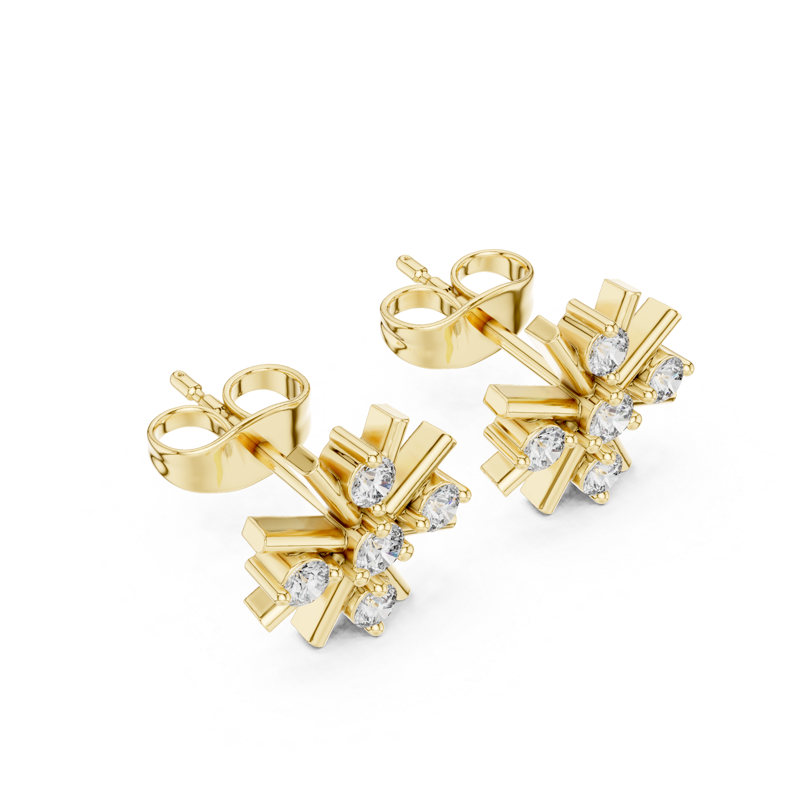 Diamond floral starburst stud earrings in gold by Signora Jewels
