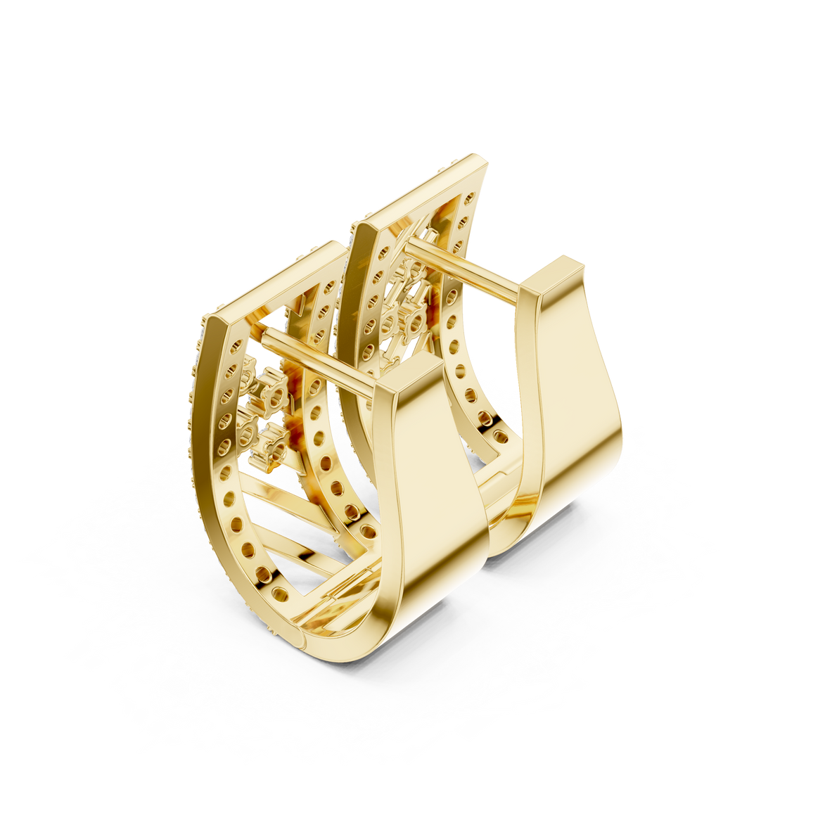 Modern geometric diamond hoop earrings