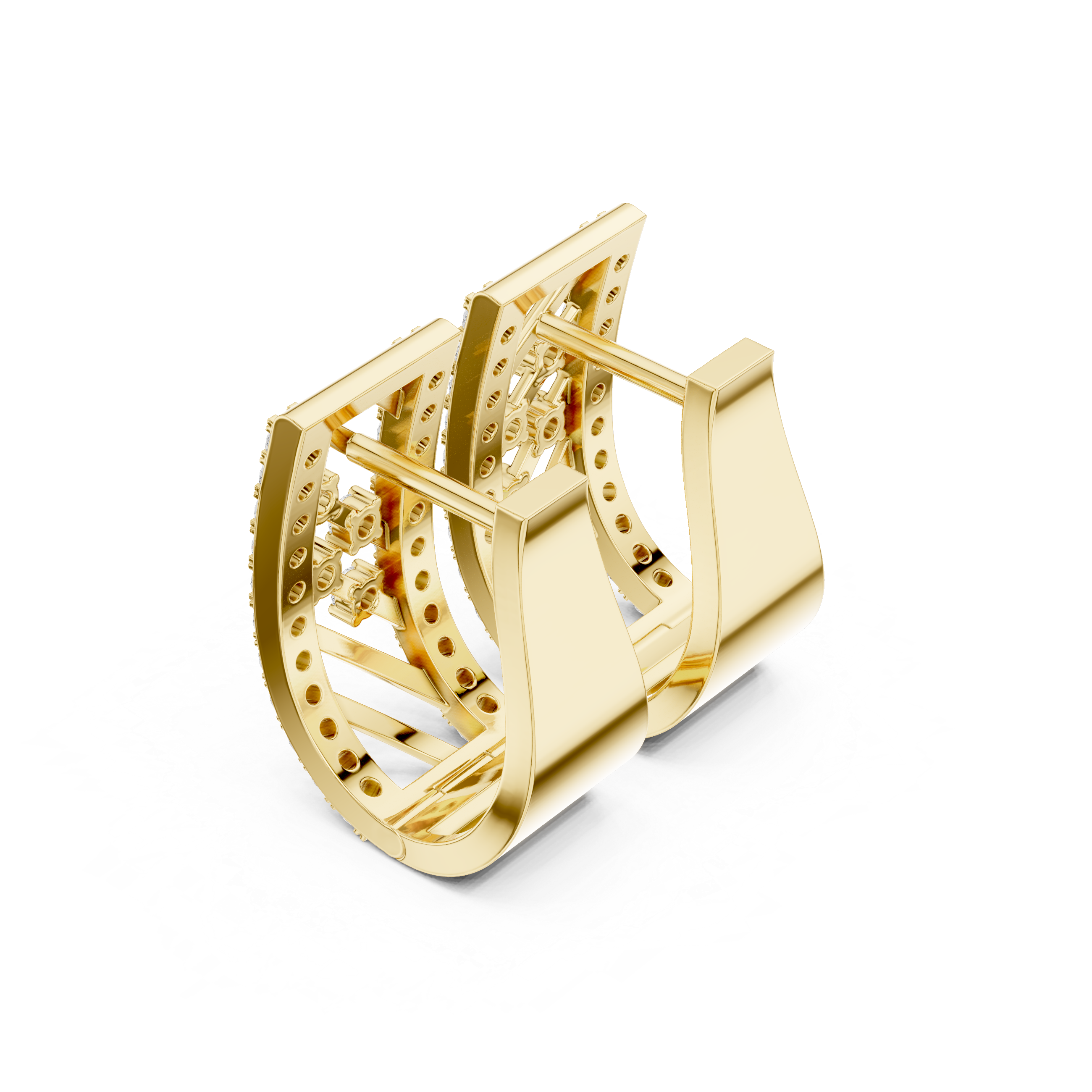 Modern geometric diamond hoop earrings