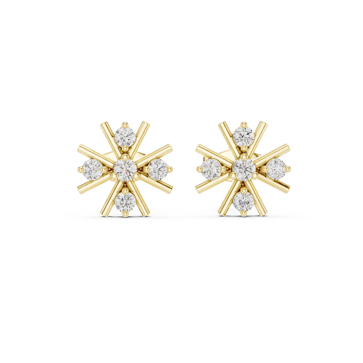 Diamond floral starburst stud earrings in gold by Signora Jewels