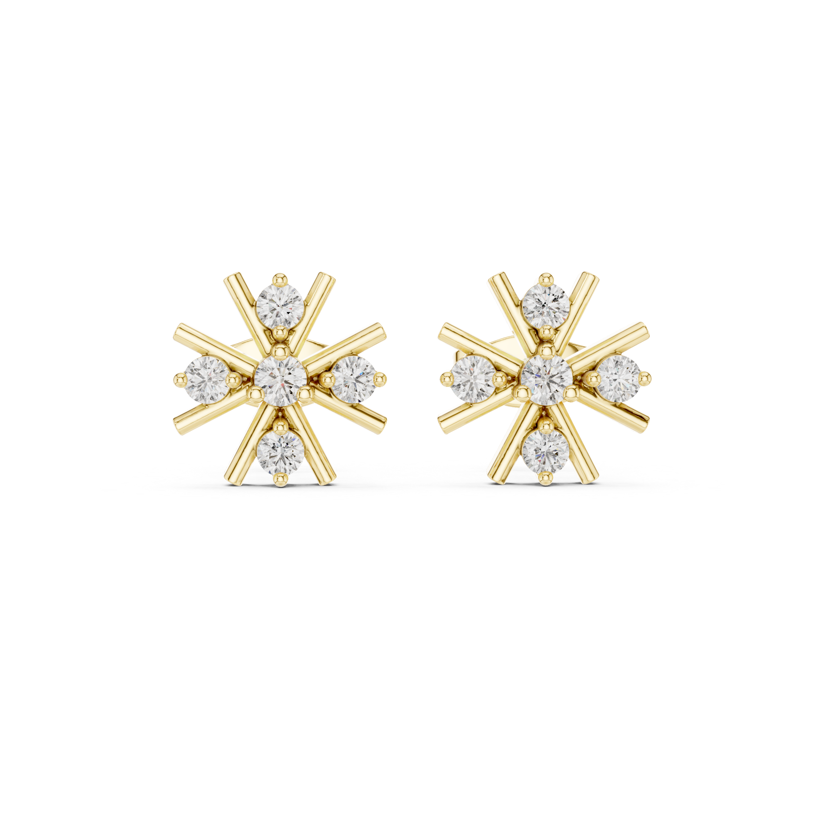 Diamond floral starburst stud earrings in gold by Signora Jewels