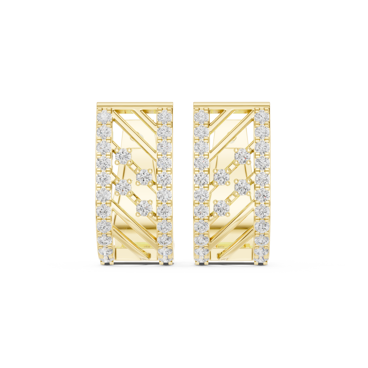 Modern geometric diamond hoop earrings
