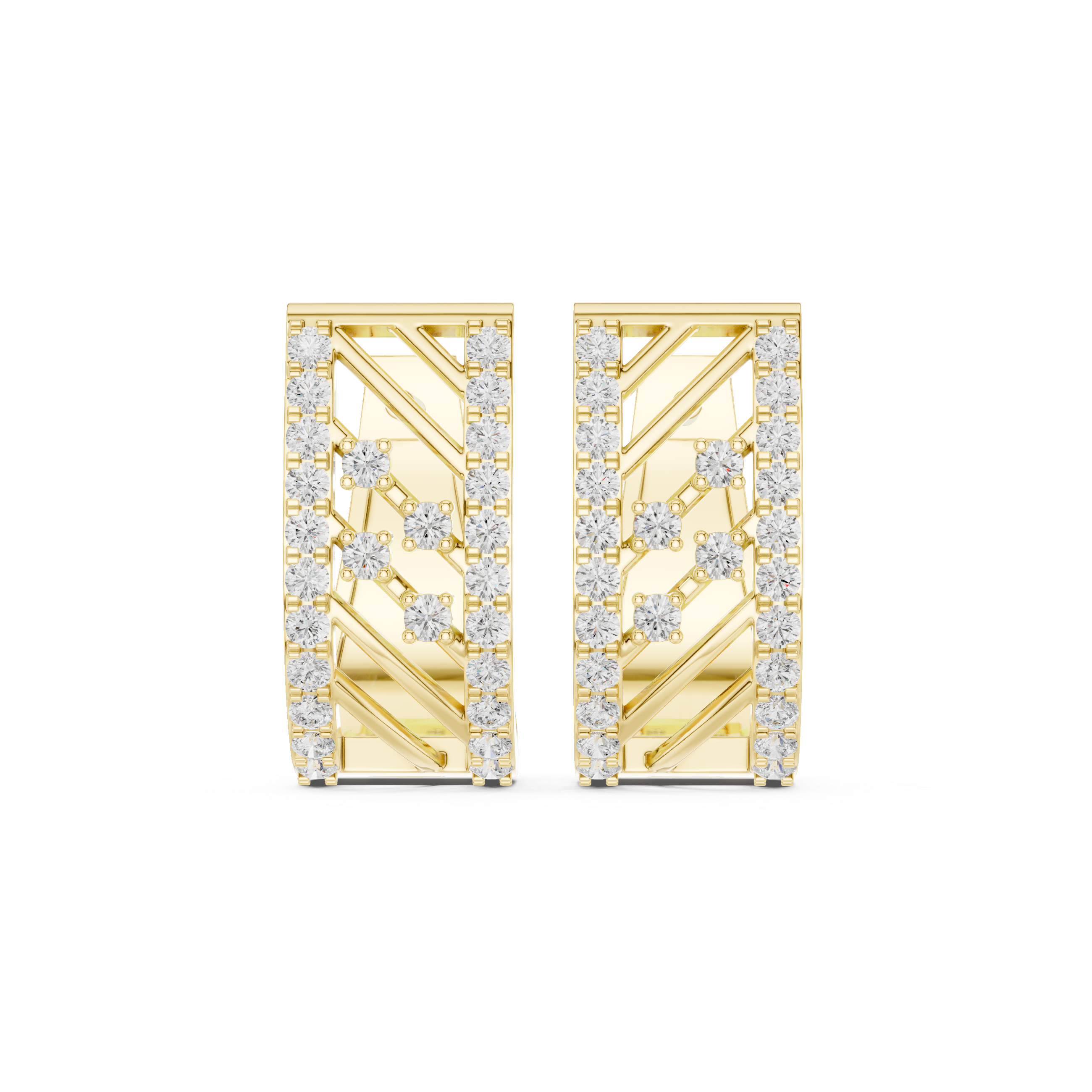 Modern geometric diamond hoop earrings