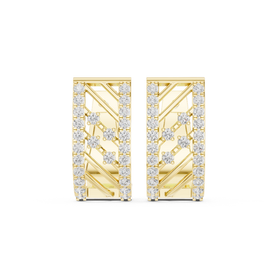 Front face of a yellow gold Geometric Grace hoop earring