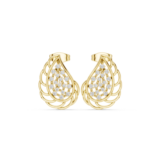 Front face of the yellow gold Feathered Grace stud earrings