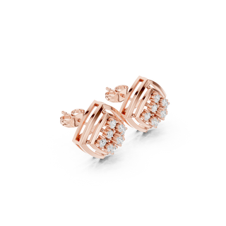 Side profile of the rose gold Modern Mosaic geometric stud earrings