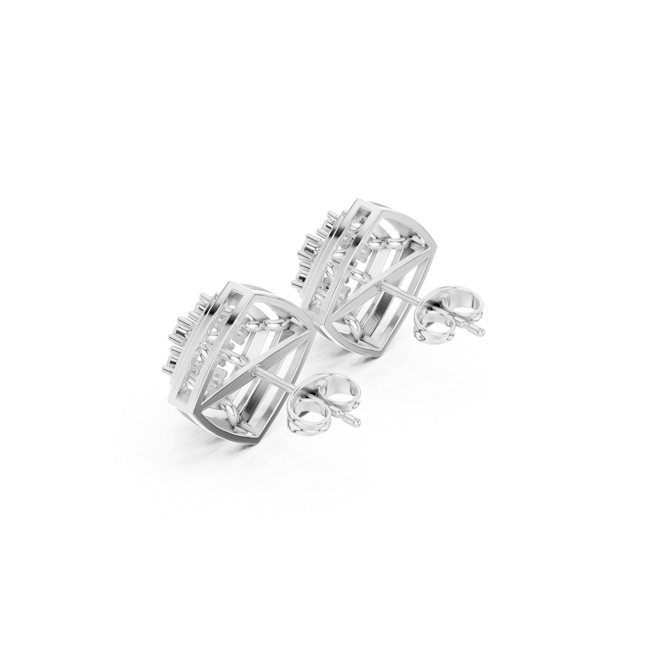 Diamond hoop stud earrings in gold by Signora Jewels