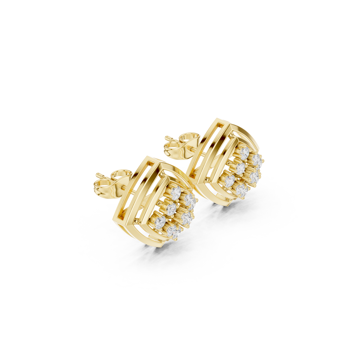 Diamond hoop stud earrings in gold by Signora Jewels