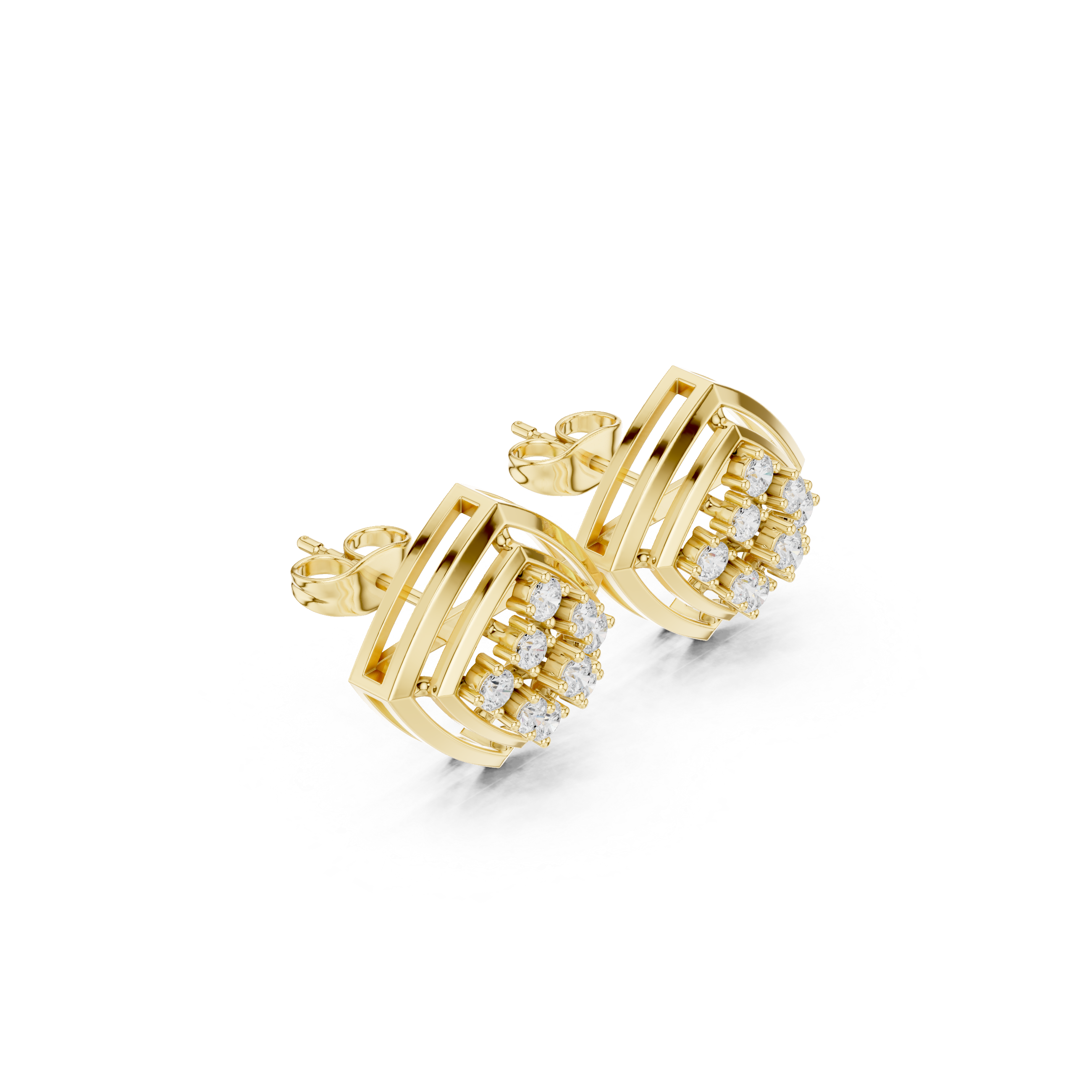 Diamond hoop stud earrings in gold by Signora Jewels