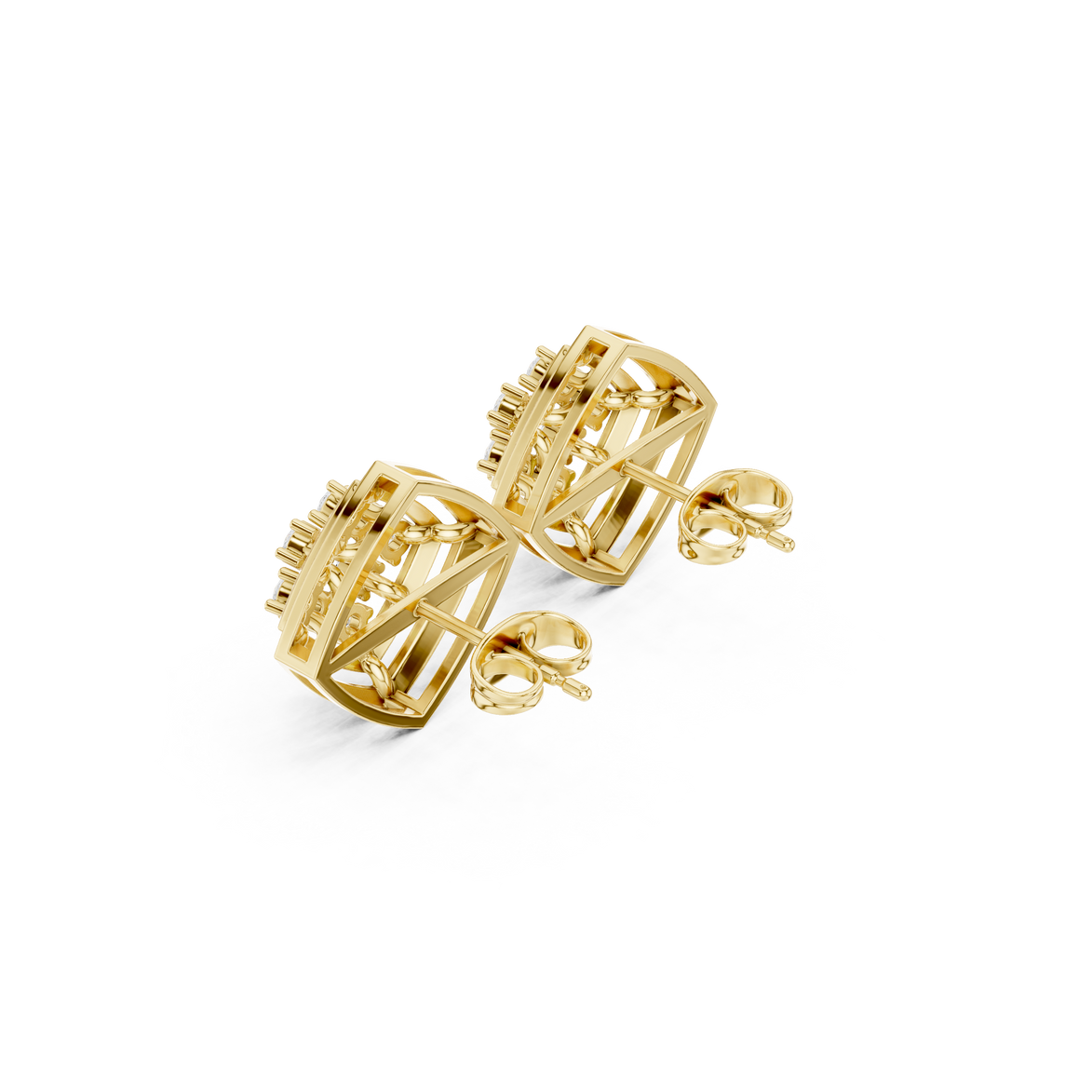 Diamond hoop stud earrings in gold by Signora Jewels
