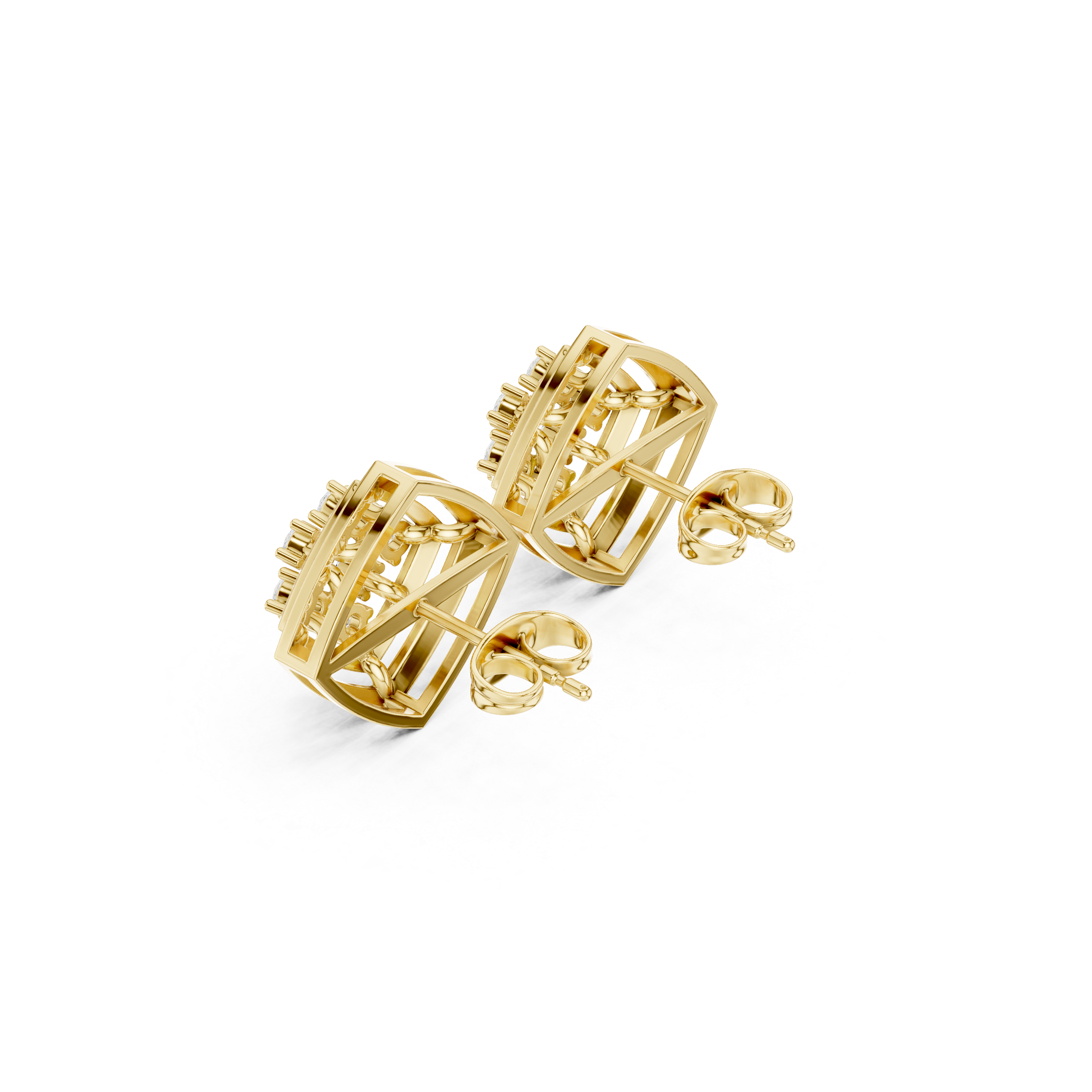 Diamond hoop stud earrings in gold by Signora Jewels