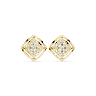 Front face of the yellow gold Modern Mosaic diamond stud earrings