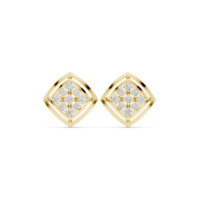 Front face of the yellow gold Modern Mosaic diamond stud earrings
