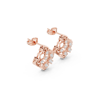 Side profile of the rose gold Petal Light diamond cluster earrings