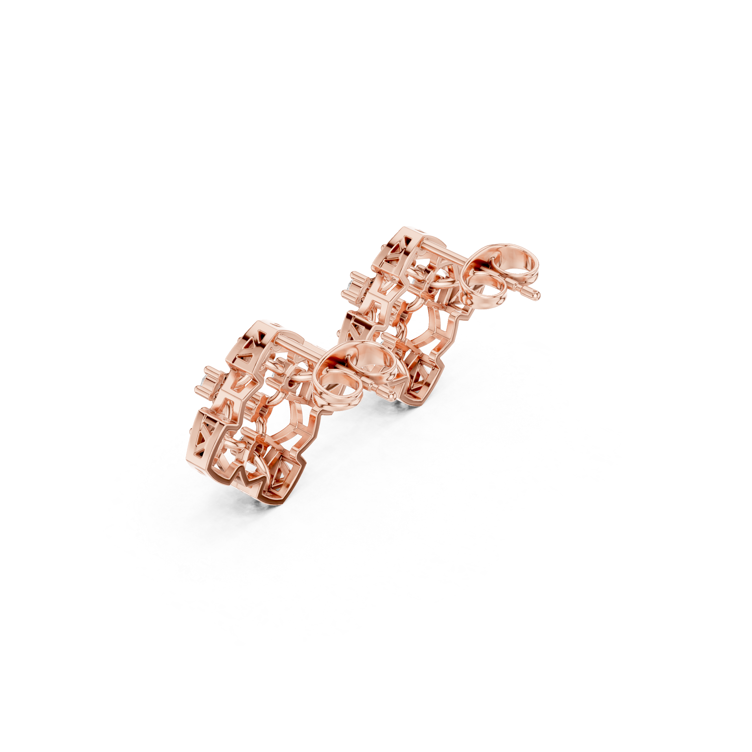Geometric diamond stud earrings