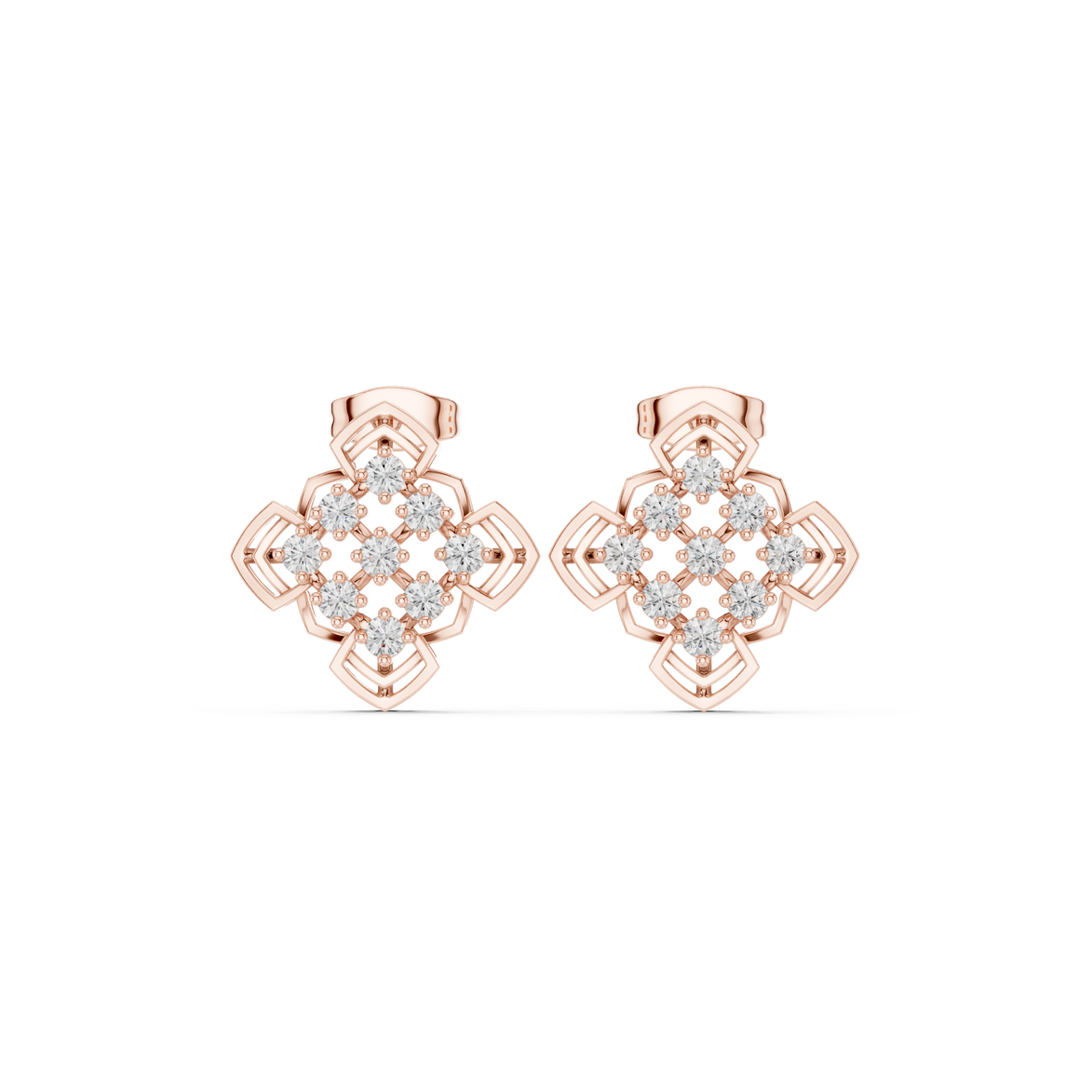 Geometric diamond stud earrings