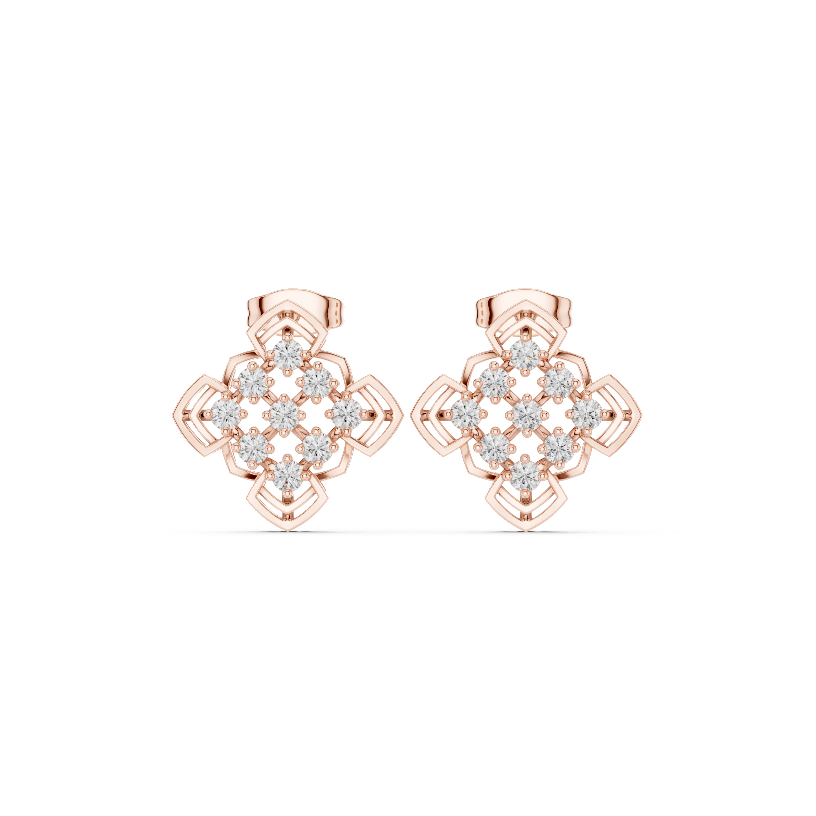 Geometric diamond stud earrings