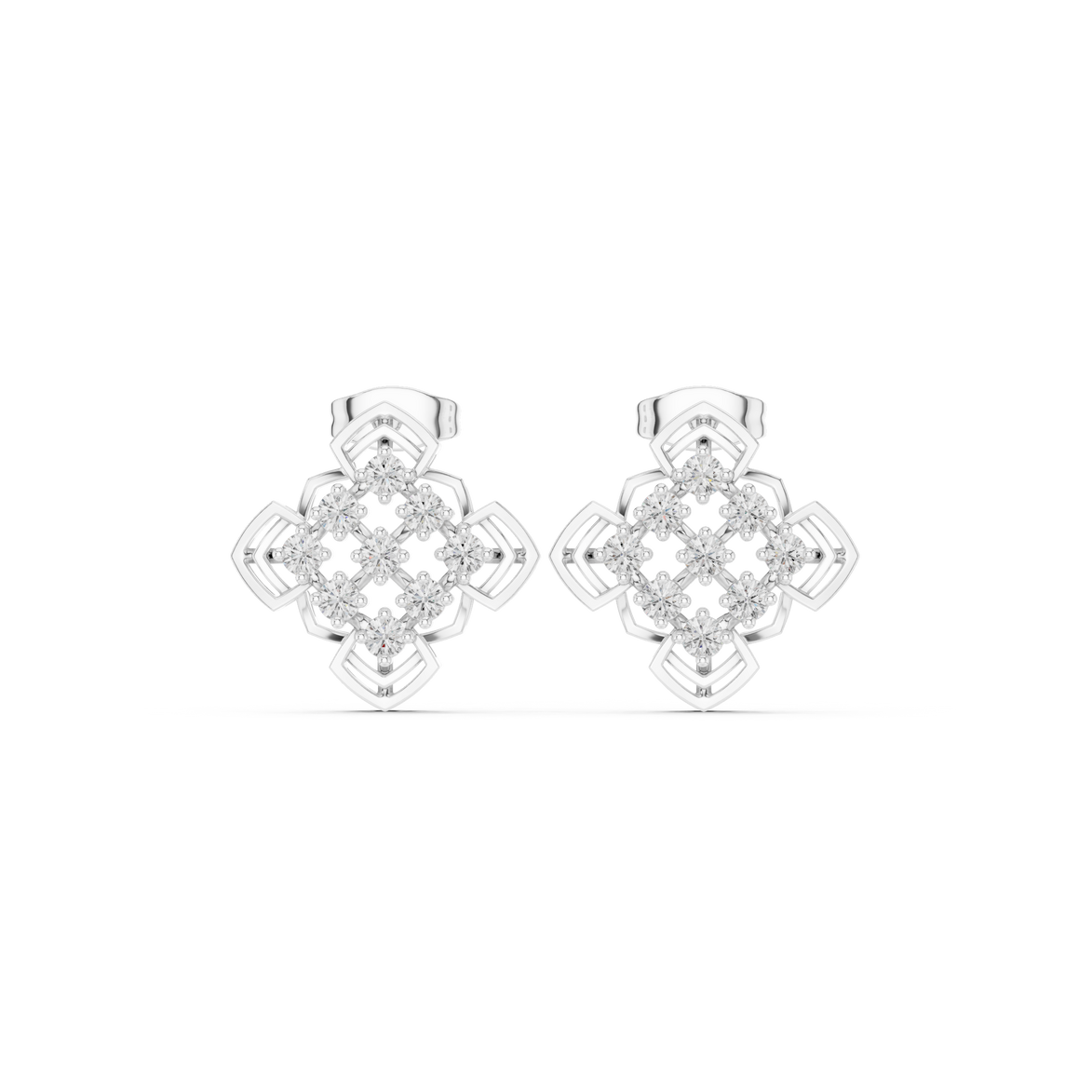 Geometric diamond stud earrings