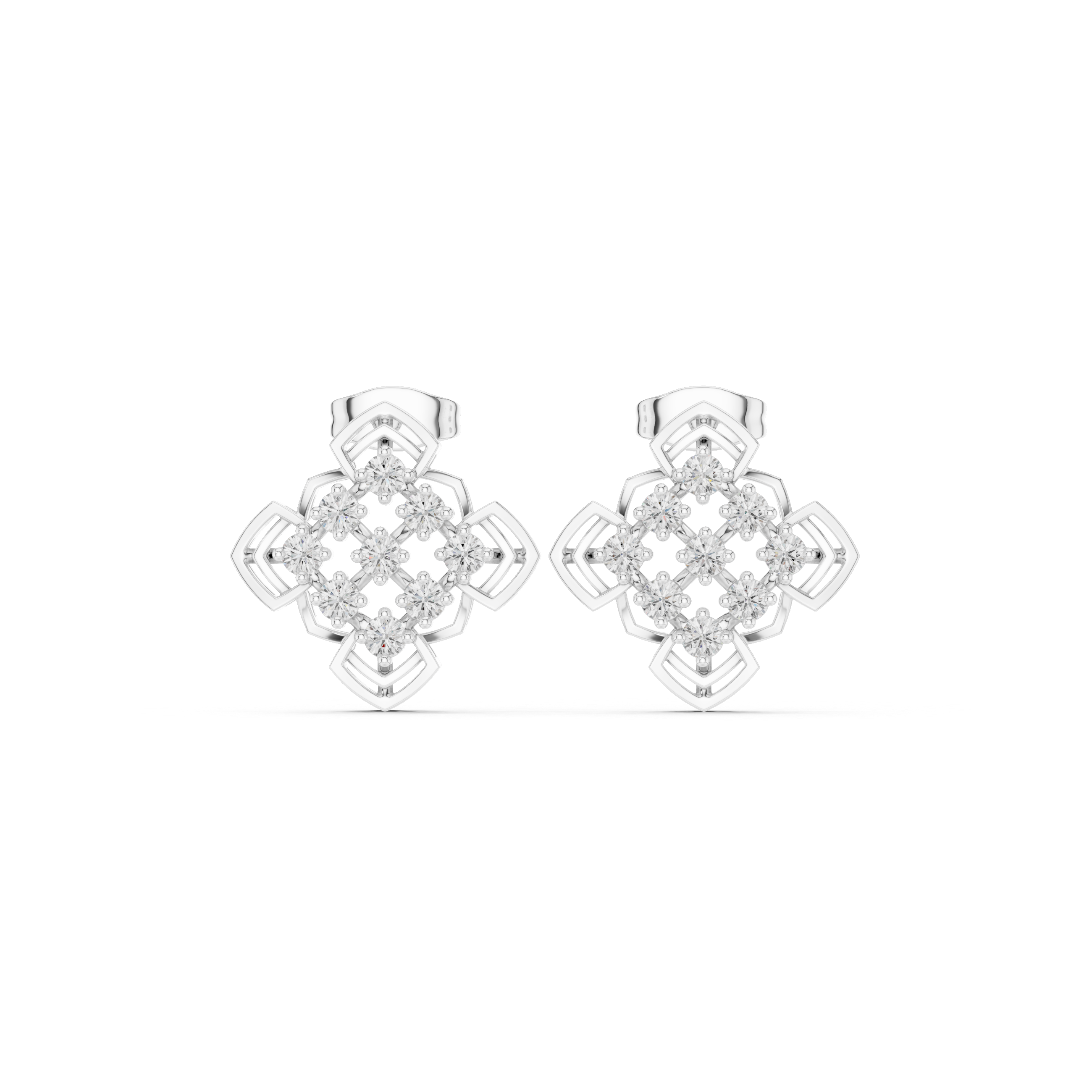 Geometric diamond stud earrings