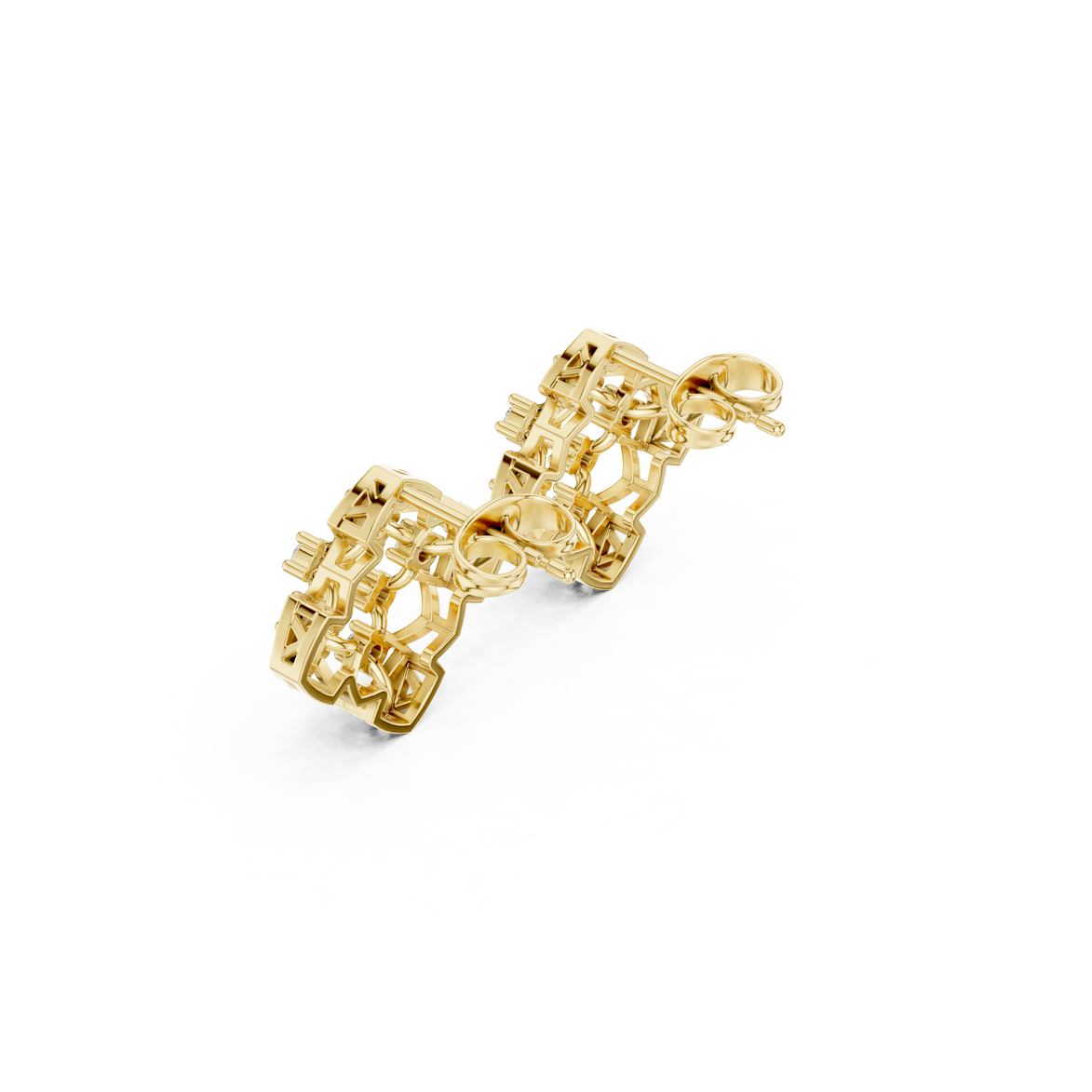 Geometric diamond stud earrings