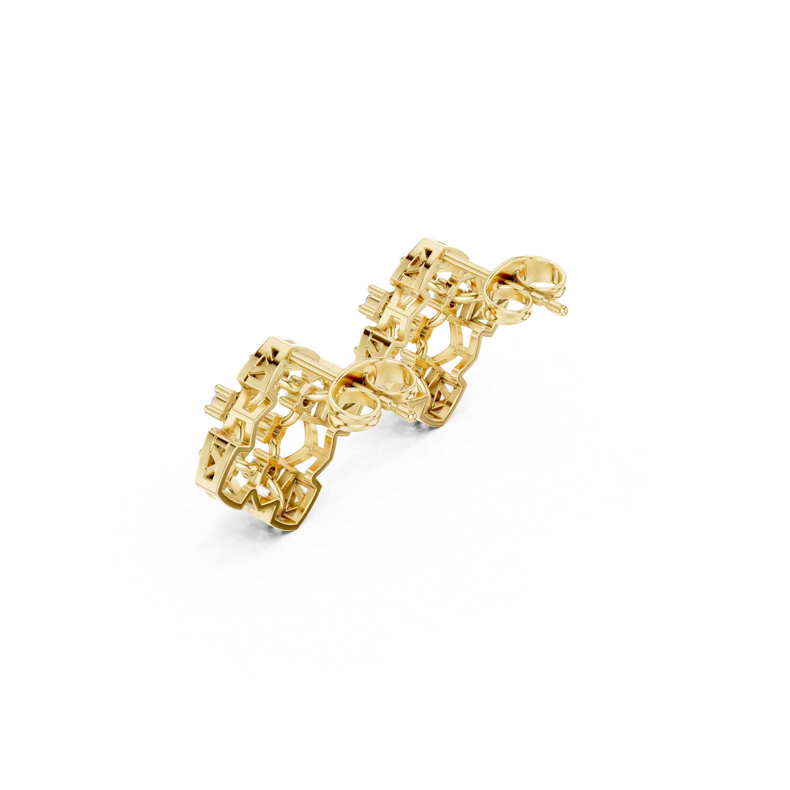 Geometric diamond stud earrings