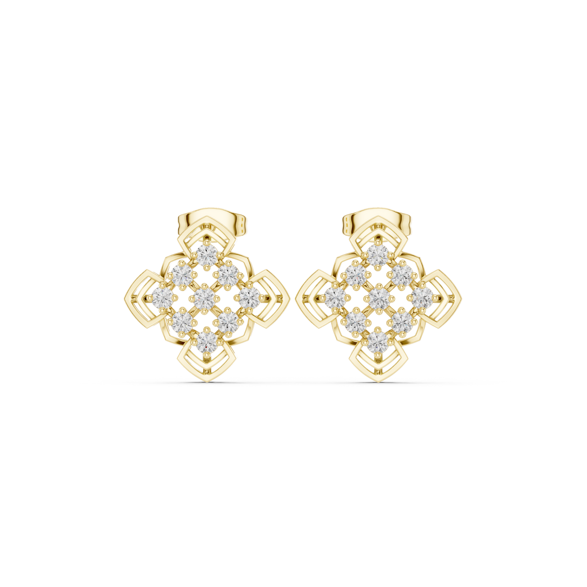 Geometric diamond stud earrings