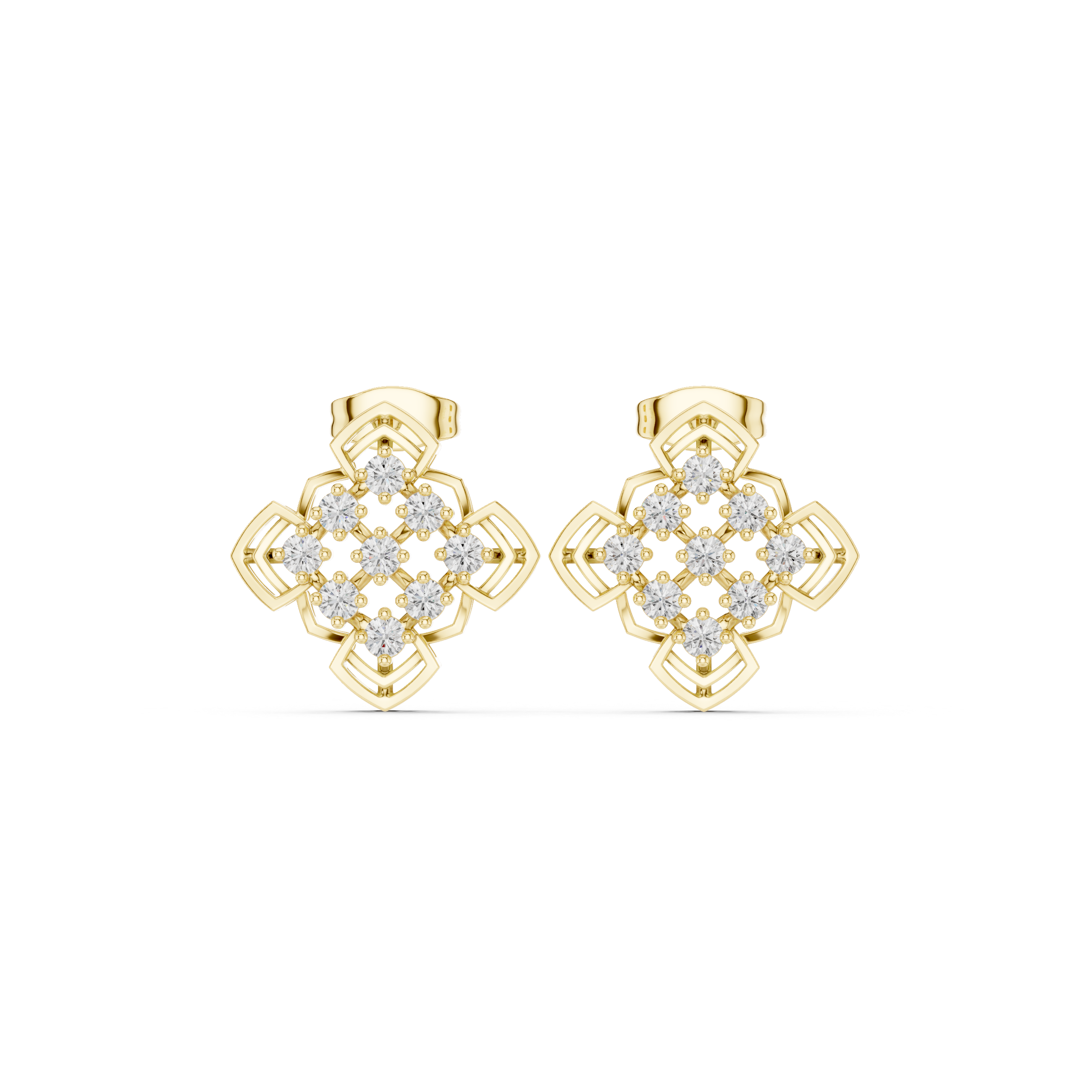 Geometric diamond stud earrings