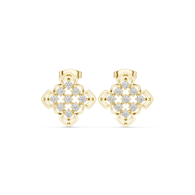 Front face of the yellow gold Petal Light stud earrings