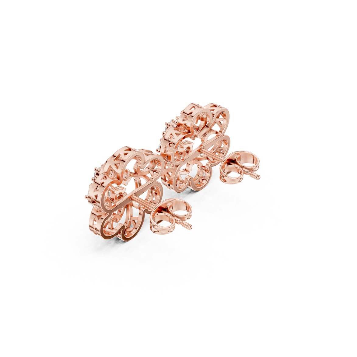 Floral diamond stud earrings in gold by Signora Jewels