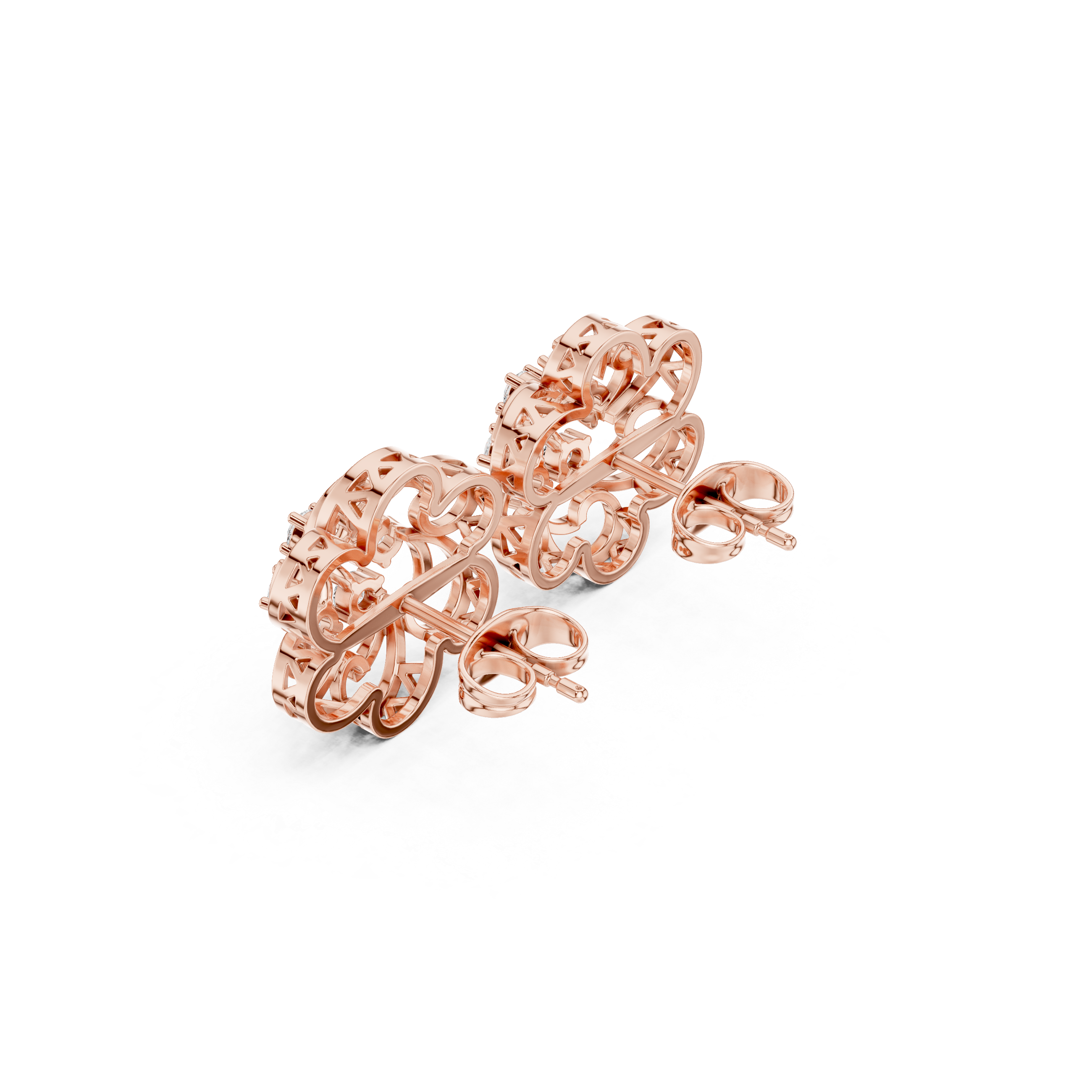 Floral diamond stud earrings in gold by Signora Jewels