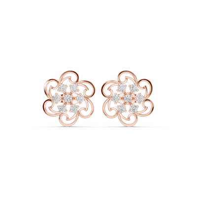 Floral diamond stud earrings in gold by Signora Jewels