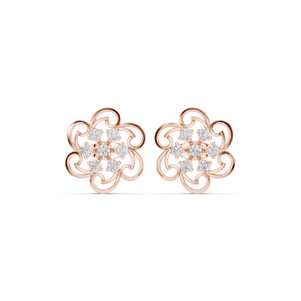 Floral diamond stud earrings in gold by Signora Jewels