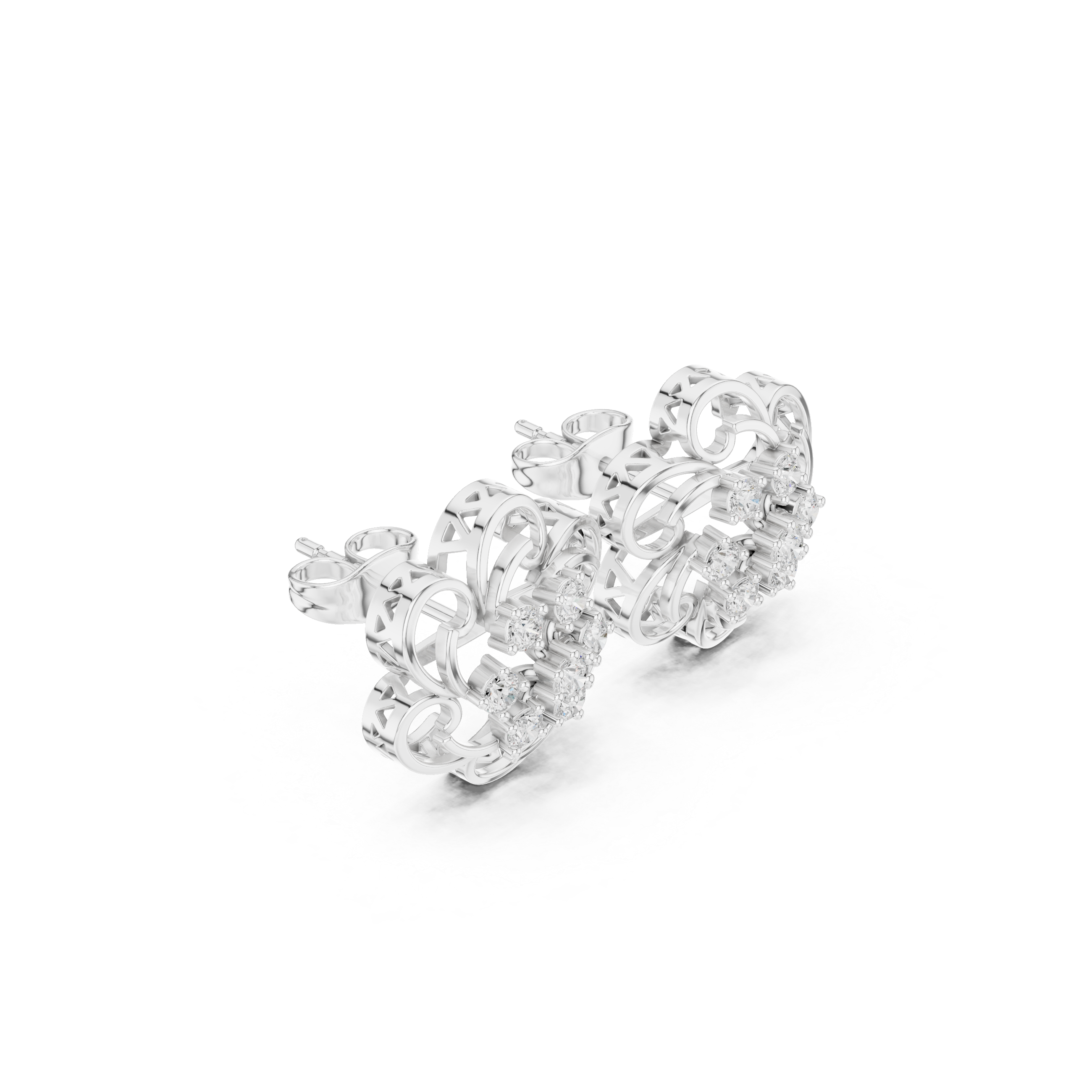 Floral diamond stud earrings in gold by Signora Jewels