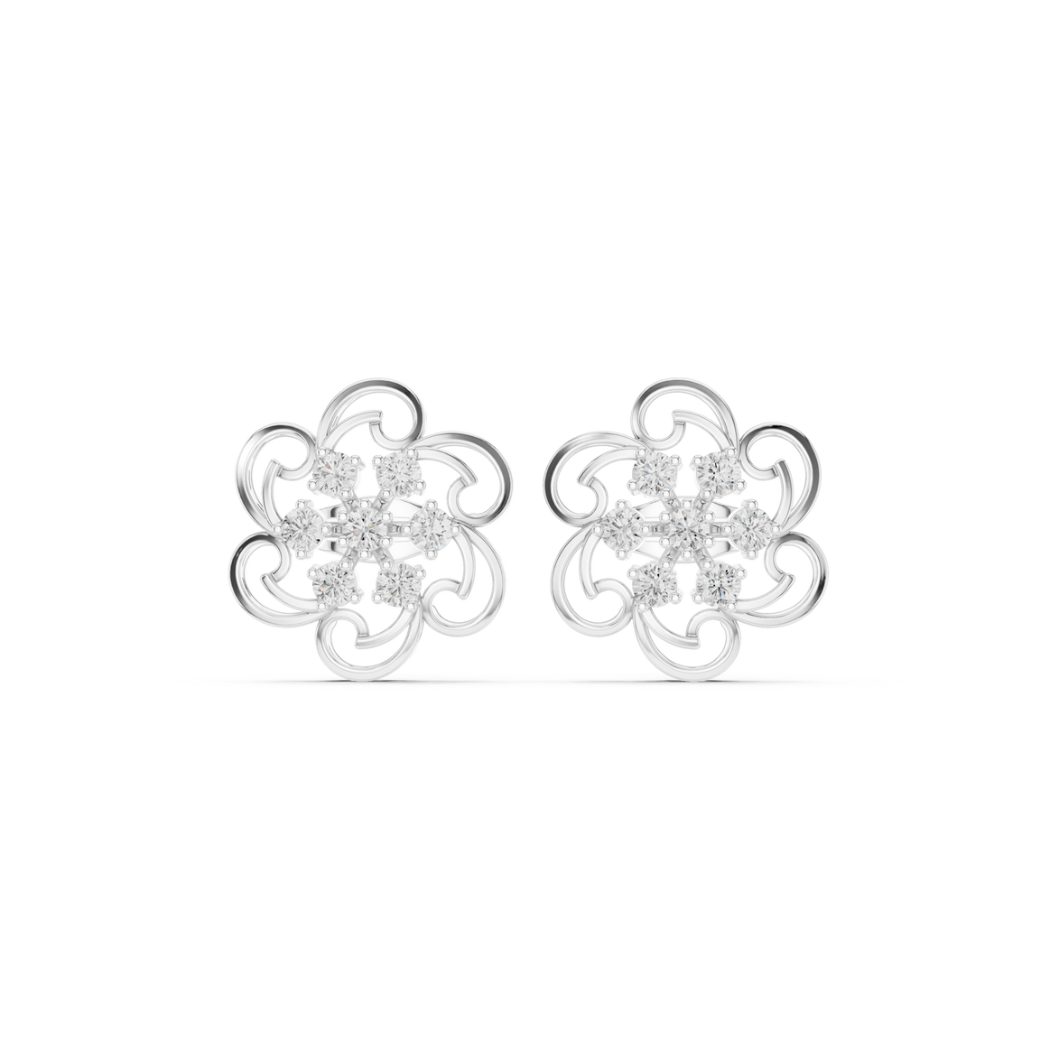 Floral diamond stud earrings in gold by Signora Jewels